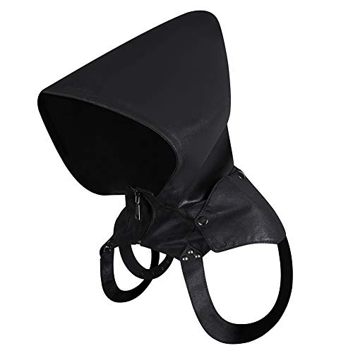 HIBIRETRO Steampunk Rogue Cowl Hat with Adjustable Arms Buckles Unisex Adults Costume Hooded Cape for Cosplay Halloween Dress Up and Daily Wear - Black