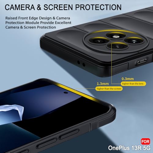 Image of TheGiftKart Liquid Silicon Back Cover Case for OnePlus 13R 5G | Shockproof Military Grade Protection | Micro-Fibre Cloth On Inner Side | Built-in Anti-Slip Grip Back Case for OnePlus 13R (TPU, Black)