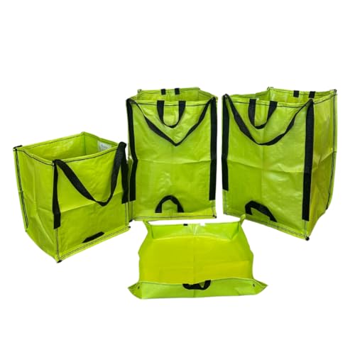 DURASACK 4-Piece Garden Set Heavy Duty Tote Bags and Potting Mat – Includes 2 Large and 1 Medium Reusable Bags, Lime Green