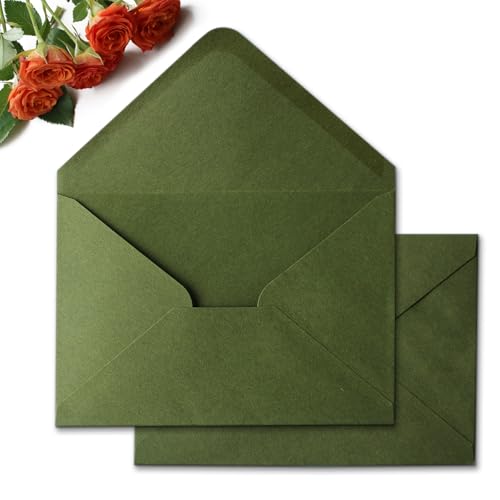 Enveloppes vert olive A7 haut de gamme pour faire-part et invitations de mariage