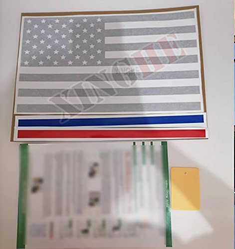 Image of Xinghe for Chevy Silverado GMC Sierra Chevrolet Colorado, Rear Middle Window American Flag Decals Stickers (Matte Black RedBlue Line, for 2004-2018 Sierra Silverado)