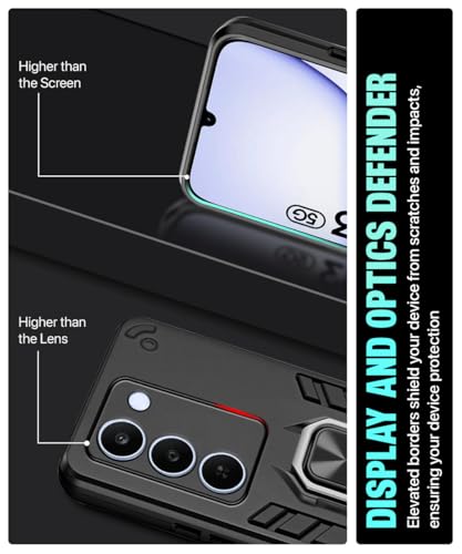 Image of WOW IMAGINE Shock Proof Back Case Mobile Cover for Realme C83 5G | Realme Narzo 100 Lite 5G | Realme P4 Lite 5G | Back Cover (Tough Armor | Hybrid PC + TPU | Ring Holder & in-Built Kickstand | Black)
