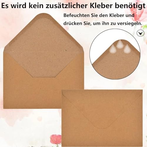 Kraftpapier Umschläge - 30 Stück Kraftpapier Umschläge, Kuvert Briefkuvert Briefhülle mit Nassklebung für Grußkarten Einladungen Geburtstagskarten