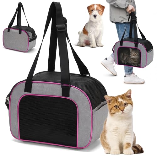 Raganet, Maleta Transportadora de Mascotas, Perros y Gatos, Bolsa Portátil para Máximo 10Kg de Peso, Medidas: 35.5cm Largo X 20cm Ancho X 25.5cm Altura, Mochila para Viajes y Auto Color Gris
