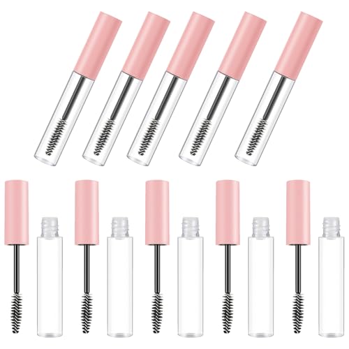 VALICLUD Tubo de Rímel Vacío 10 Ml Transparente, Recargable y Portátil, Paquete de 10 Unidades para Máscara de Pestañas y Delineador, con Tapa Hermética para Maquillaje de Ojos y Uso