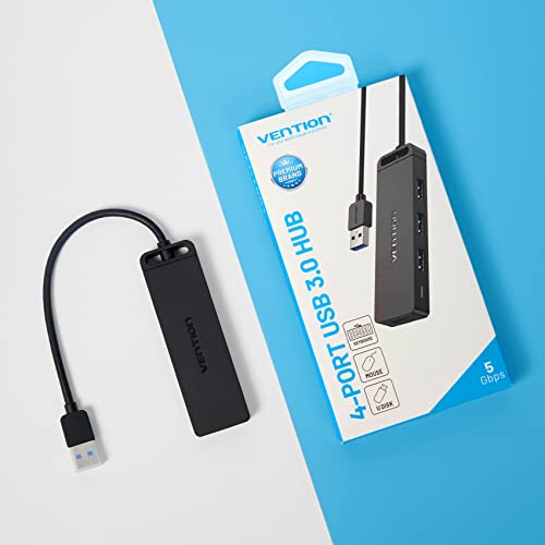 Usb Hub, Vention 4-Port Usb 3.0 Hub Ultra-Slim Data Usb Splitter Charging Supported Compatible With Macbook, Laptop, Surface Pro, Ps4, Pc, Flash Drive, Mobile Hdd (0.5Ft/0.15M) #TOP7