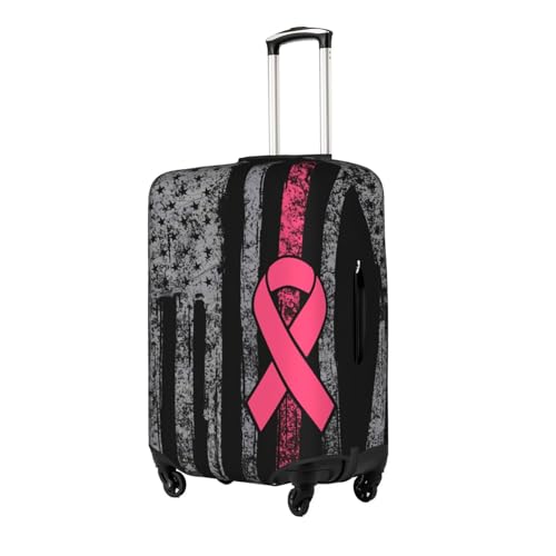 Travel Luggage Cover Breast Cancer Awareness America Flag Fashion Washable Baggage Suitcase Protector Fit For Luggage Small2