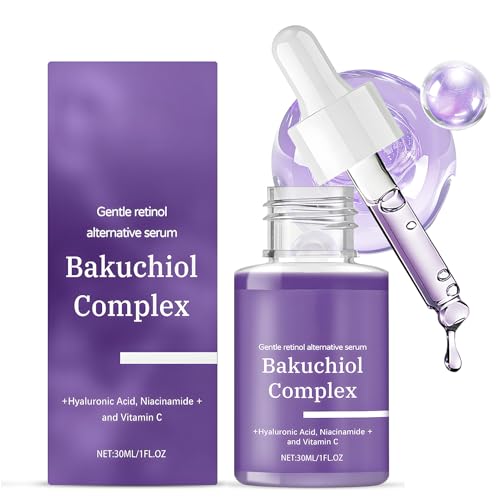 Bakuchiol Serum, Acido Hialuronico Serum Facial, vitamina c facial, Contiene Acido Hialuronico+Niacinamida+Vitamina C, Alternativa Natural al Retinol, Elasticidad de la Piel-30ml