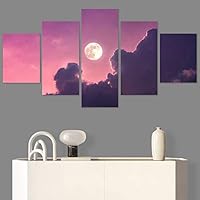 SIGNWIN 5 Panel Canvas Wall Art Astronomy & Space Contemporary Cosmic Dramatic Green Group Photography Realism Ultra for Home Decorations Ready to Hang - 60