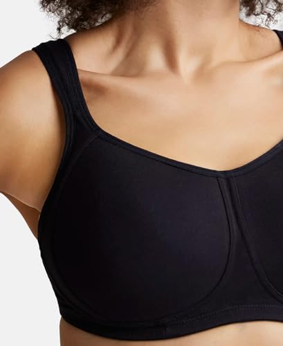 Image of Jockey FE78 Women Wirefree Padded Super Combed Cotton Elastane Stretch Full Coverage Plus Size Bra with Broad Cushioned Fabric Strap