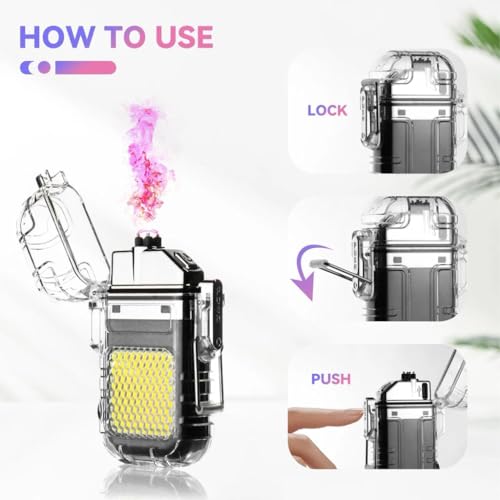 Image of BEBO CREATIONS Rechargeable Plasma Lighter Cigarette with Dual Arc Ignition, USB Type-C Cigarette Lighter Flameless Windproof Elighter Pocket Accessory for Travel, Camping & Daily Use, LED Black