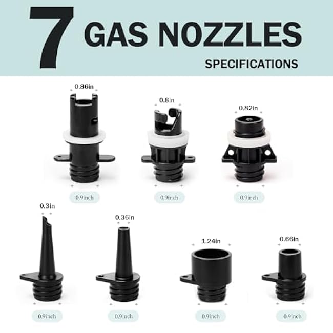 Paddle Board Pump Adapter Hose, Universal Sup Pump Adaptor Hose with 7 Air Valve Nozzles Fits for Most Sup Pump, Swivel Threaded Connector, Inner Diameter 0.9inch