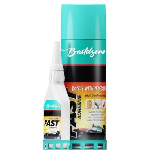 Supercolla con attivatore spray. Super colla con acceleratore adesivo. Colla multiuso professionale. Per riparazioni universali con elevata forza adesiva (Colla da 100 g con spray da 400 ml)