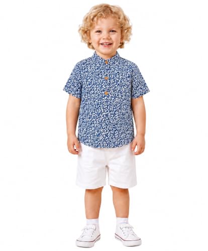 Image of A.T.U.N. (ALL THINGS UBER NICE) Boys 100% Cotton Printed Shirt | Half Sleeve Smart Casual Shirt for Kids | Soft Breathable Button Placket Top for Boys