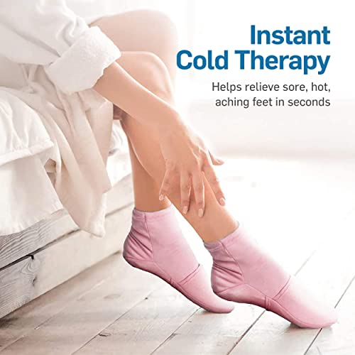 Image of NatraCure Pink Cold Therapy Socks - Reusable Gel Ice Frozen Slippers for Feet, Arthritis, Neuropathy, Plantar Fasciitis, Post Partum Foot - Size: Large