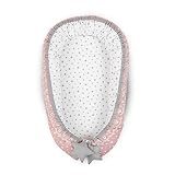 SANDWATCH Babynest-Babynestchen mit Kissen für Babys und Säuglinge - Nestchen aus 100% Bio-Baumwolle - Kuschelnest Antiallergisch - Reisebett (ROSA/Weiß)