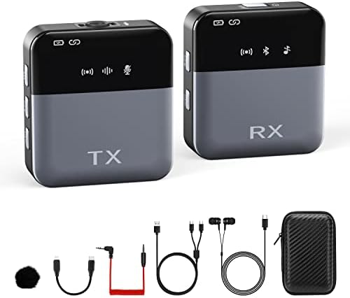 WIREN Wireless Lavalier Microphone System - Plug&Play Lapel Mic with Transmitter & Receiver, Compatible iPhone DSLR Cameras Camcorders Android Phones for Live Stream Zoom Video Recording Interview