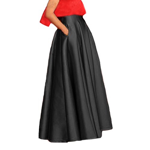 Lisong Floor Length Satin High Waist Prom Party Skirt for Women