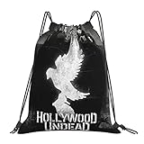 Vesjkjoldl Hollywood Rock Band Undead Drawstring Backpack Gym Bag Sports Sackpack For Men Women Fashionable String Bag Foldable Gym Sack Suitable For Activity Outdoor Storage Backpacks Cinch Bags