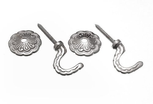 CURTAIN TIE HOLD BACK HOOKS ROSETTE & PLATE MATT CHROME ( 1 pair )-image-33