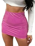 Material: la falda de cuero está hecha de cuero sintético, suave y brillante.