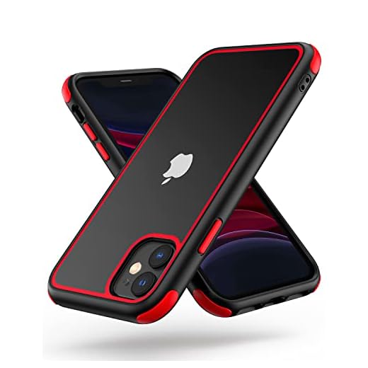 MobNano Funda para iPhone 11, Silicona Transparente PC/TPU Bumper Antigolpes Caso para iPhone 11 - Rojo/Negro