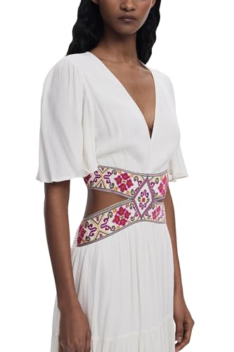 Image of Desigual Women's Embroidered Cut-Out Dress