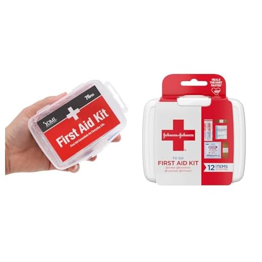DMI 76-Piece First Aid Kit and Johnson & Johnson 12-Piece First Aid to Go Kit - Essential Wound Care Supplies