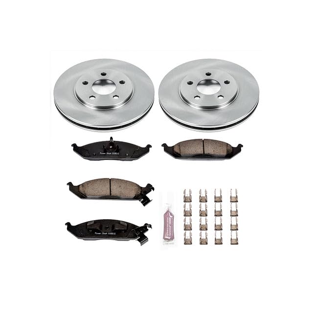 Image of PowerStop Front Brake Kit for Chrysler Cirrus 1995-00 |Sebring 1996-00 |Dodge Stratus 1995-00 |Plymouth Breeze 1996-00 - Z17 Ceramic Brake Pads & Disc Rotors Replacement, KOE1676