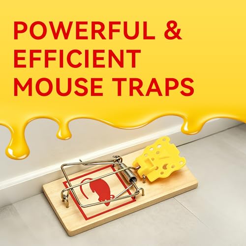 Image of LULUCATCH Mouse Traps,12 Pack Classic Plastic Pedal Snap Traps for Indoor Outdoor Use, Fast & Effective High Catch Rate Wooden Mouse Traps, Reusable Mice Rodent Traps for Home, Garage & Kitchen