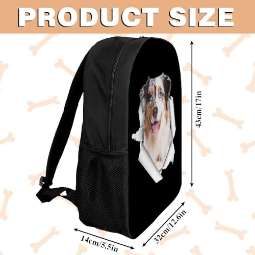 Pitbull Backpack Daypack Lovely Dog Print Bookbag Laptop Bag For Work Travel Hiking 17 Inch Black Lightweight Style 82