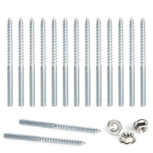 DBREAKS Lot de 15 vis à double tête Torx, M6 x 80 mm, double filetage, vis de cheville double face avec écrous à dents de blocage, filetage à goupilles de vis, double filetage galvanisé pour meubles