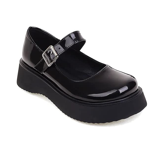 Dames Chunky Platform Mary Janes, Retro Gothic Lolita Dress Shoes Ronde Neus School Uniform Schoenen Voor Japanse Jk Mode