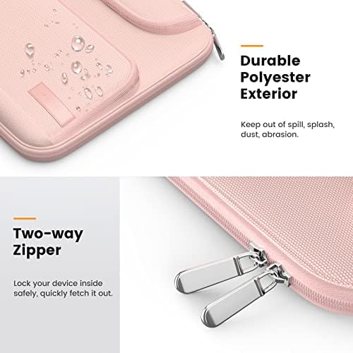 MoKo 9-11 Inch Tablet Sleeve Case, Fits iPad air 5 10.9" 2022, iPad Pro 11 M2 2022-2018, iPad 9/8/7th Gen 10.2, Tab S8 11", Waterproof Polyester Bag with Double Pockets, Retractable Handle, Pink