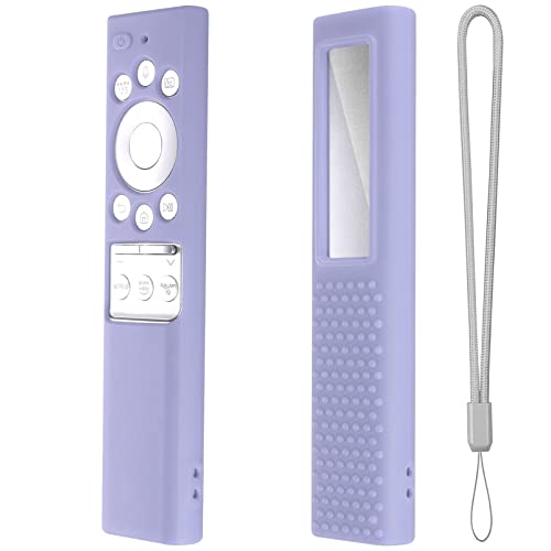 Image of Oboe Full Wrap Silicone Protective Case for Samsung BN59-01311 QLED TV Smartone Remote Cover with Charging and Solar Panel Cut & Remote Loop (Lavender Grey)
