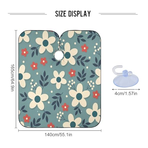 Capa profesional impermeable para corte de cabello floral crema y roja miniatura 3