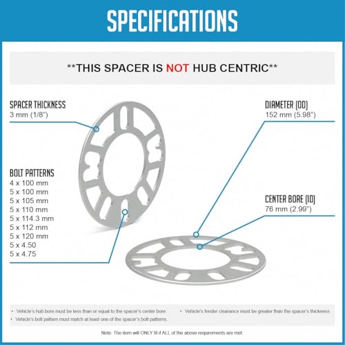 image for Wheel Accessories Parts 2 Pcs Die Cast Wheel Spacers 3mm 1/8