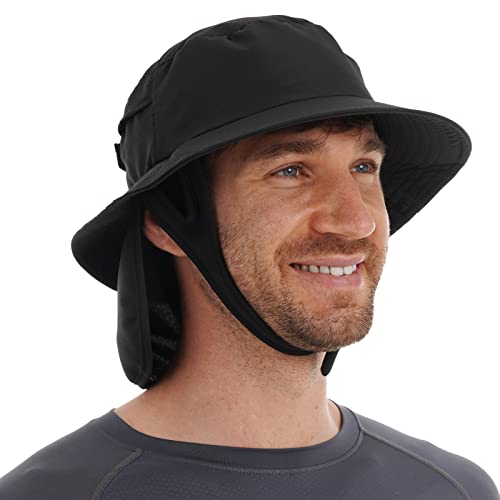 USHAKE Surf Hat Bucket Sun Hats for Surfing, Boating, Water-Sports Men and Women Black