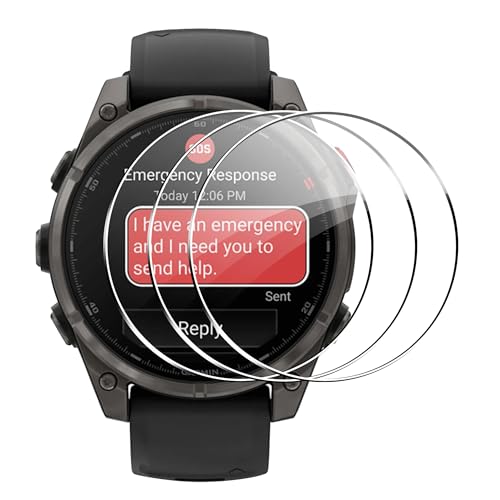 Lemxiee 3 Stück Schutzfolie für Garmin Fenix 8/9/8 Pro/9 Pro 47mm 47mm Panzerglas Displayschutz Folie Displayschutzfolie