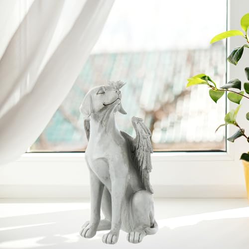 Piedras conmemorativas para perros Housoutil de resina con figura de ángel para jardín 5