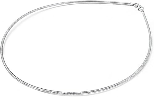 Cadena redonda de plata de ley Omega serpiente 0118 in maciza 925 Italia nuevo collar