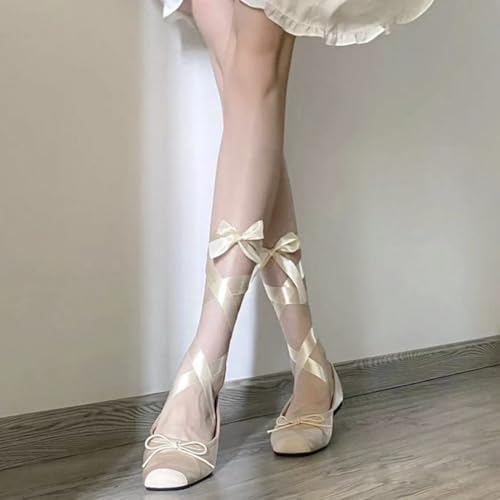 Women's Satin Ballet Flats Closed Square Toe Ankle Strap Bow Crisscross Lace Up Dress Party Wedding Ballerina Flats3
