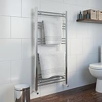 DuraTherm Dual Fuel Heated Towel Rail Chrome Designer Flat Manual Electric 1200x600