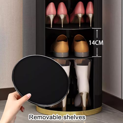 Étagère à chaussures rotative haut de gamme design noir 360 degrés ronde