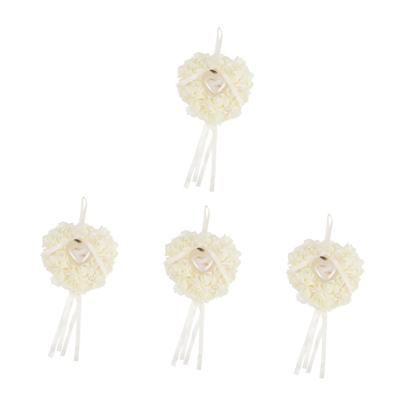 ABOOFAN 4pièces Coussin De Mariage Forme De Cœur Avec Boîte à Anneaux Décorative Accessoire Élégant Pour Mariage Et Fiançailles