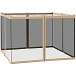 Outsunny Gazebo Universal Replacement Mosquito Netting fit 10x10ft Gazebos, 4-Panel Sidewall with Zippers for 3 x 3 m Canopy Tents, (Sidewall Only) Beige