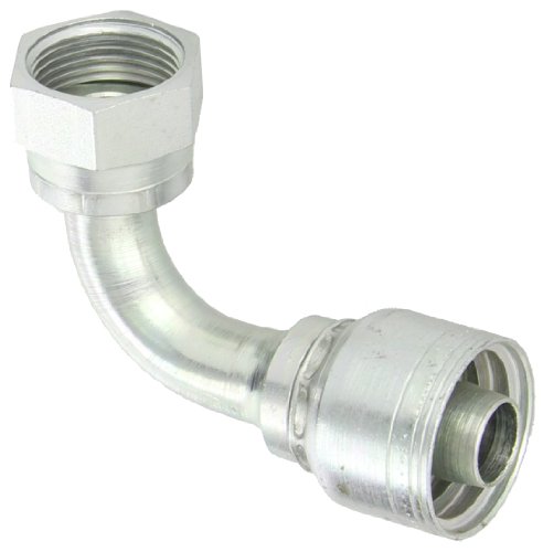 Image of Aeroquip 1AA12FRB12 Carbon Steel Global TTC (Thru the Cover) Crimp Hose Fitting Female ORS Swivel, 90 Degree Elbow, 3 /4 inch Hose ID, 1-3 /16 inch - 12 Thread
