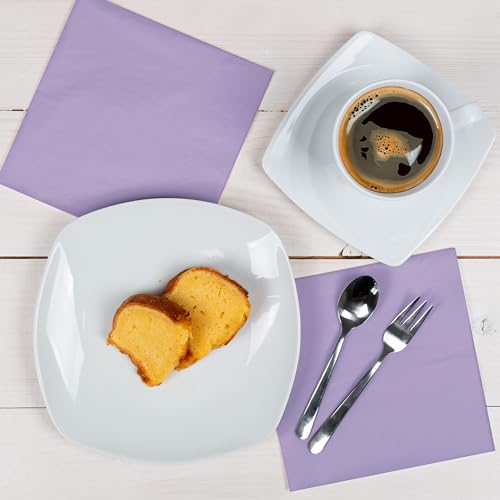 HEKU 100 einfarbige Servietten, 3-lagig, 33x33cm I Einheitliche Qualität für Veranstaltungen & Gastronomie I Praktische 5er-Packung I Hoch saugfähig und stilvoll, flieder