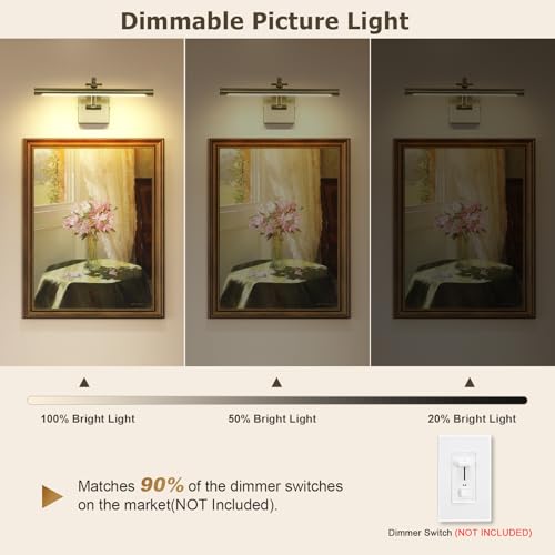 Image of DESOOP Picture Lights for Wall Hard-Wired Antique Bronze Picture Lighting Dimmable Art Light LED Gallery Lighting for Wall Portrait Artwork 15.75 inch 7W 2700K