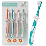 Cherish Baby Care Toddler Toothbrushes 1-2 Years (4-Pack) - BPA-Free & Safety-Tested Kids Toothbrush Kit, Designed by a Pediatric Dentist, Soft-Grip Toothbrush for Kids, My First Toothbrush Set